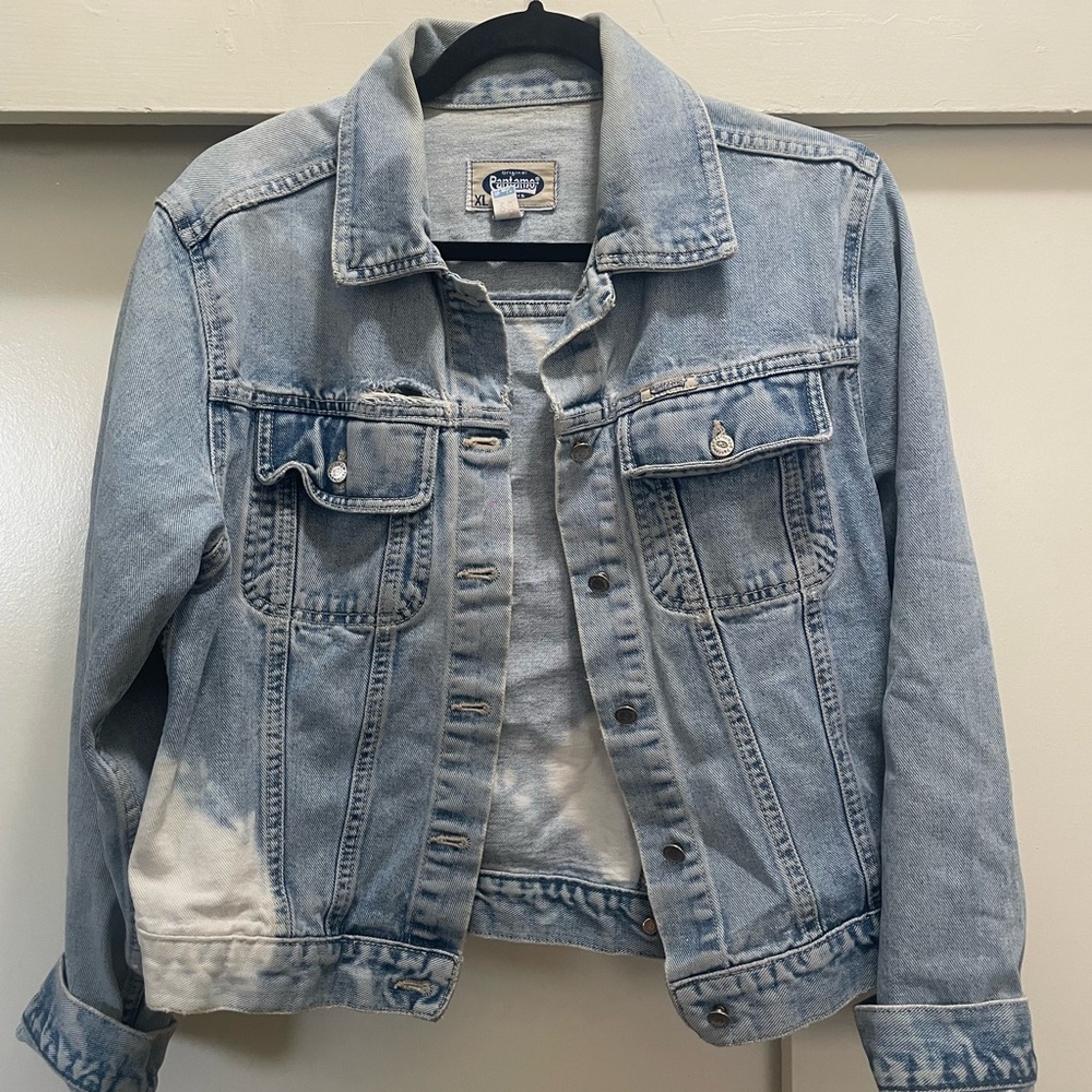 Vintage Oversized Light Blue Tie Dye Denim Jean Jacket